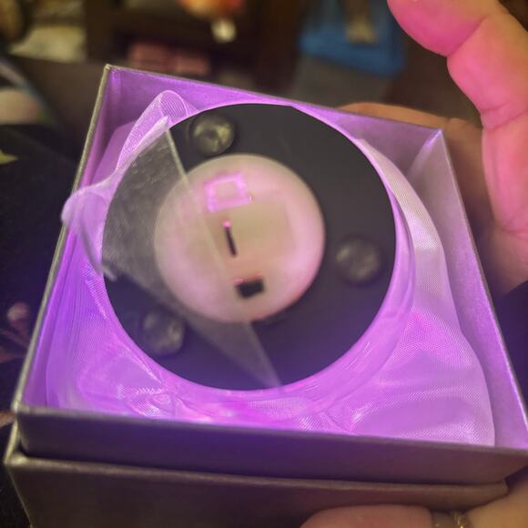 LED Lit Christmas Tree Ornament Round Blown Glass Center Reindeer Multi Color - Picture 5 of 6